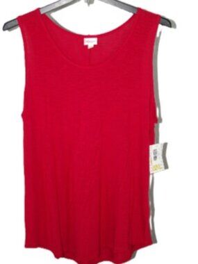 LuLaRoe Tank Top Size 3XL Solid Red Slub Fabric Flair Bottom Tunic